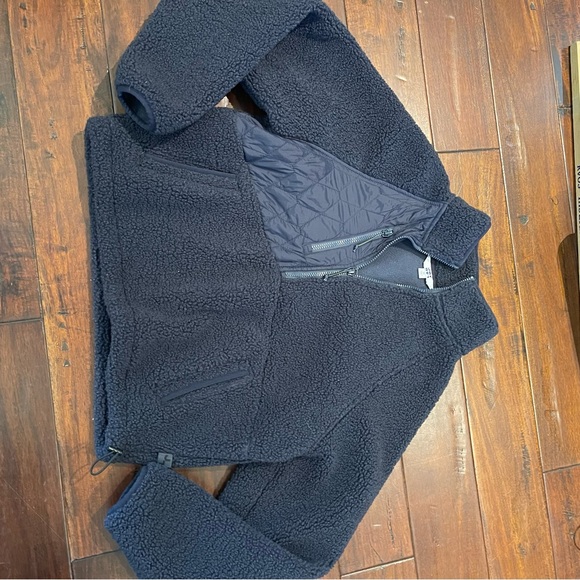 JoyLab Dark Navy Blue Oversized Sherpa Pullover Half Zip Jacket M - Picture 12 of 13